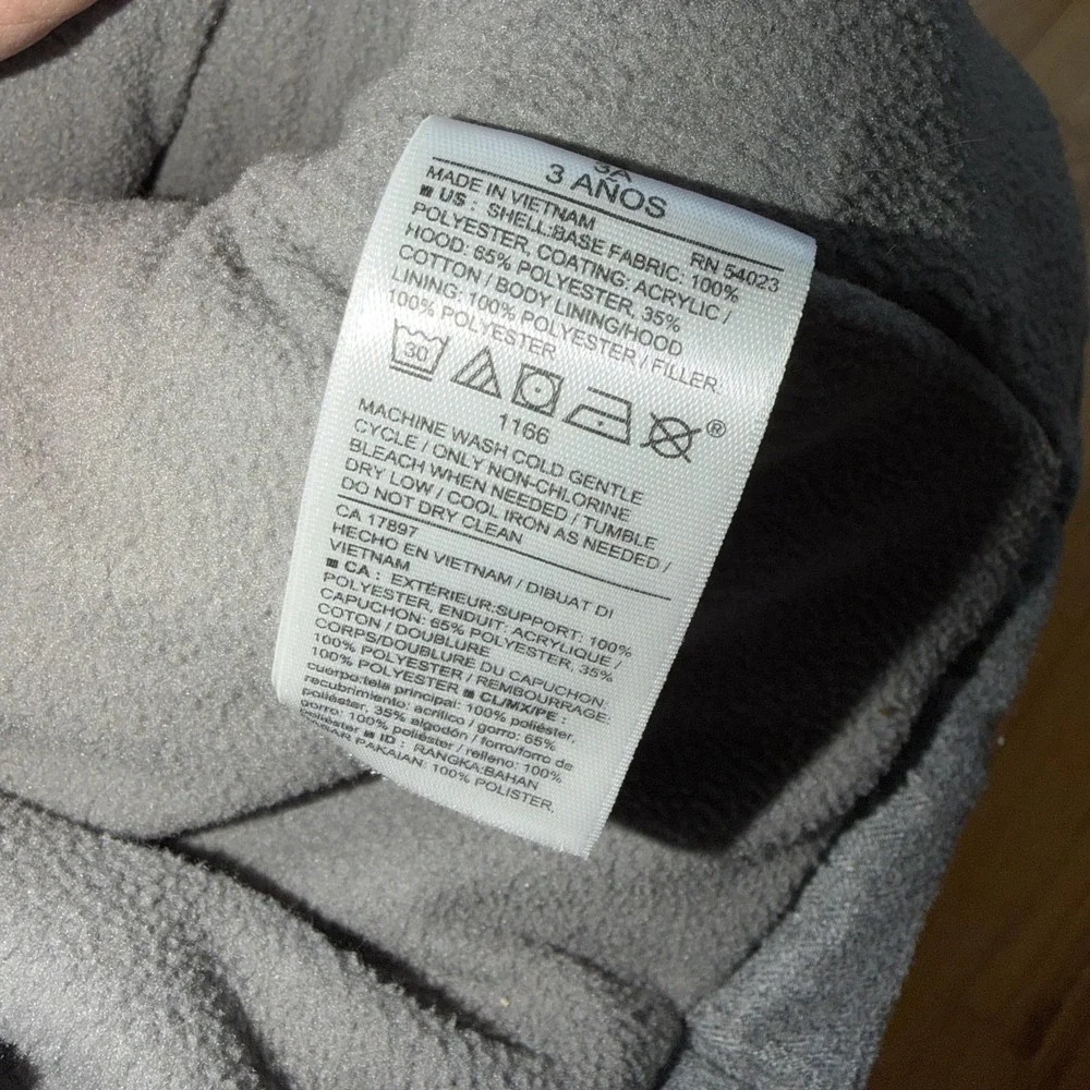 Old Navy Puffer Vest‎ Toddler 3T Gray Hooded Sherpa Lined Quilted Zip Warm
